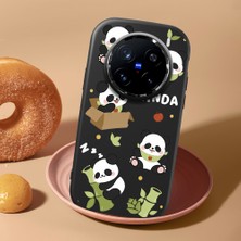HONTINGA Vivo X200 Pro ile Uyumlu Kılıf Kamera Korumalı Düşüme Önleyici Kamera Koruyucu Siyah Yumuşak Silikon Couple Telefon Kılıfı Panda Desenli K4-0449