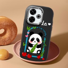 HONTINGA Xiaomi Redmi 13X ile Uyumlu Kılıf Kamera Korumalı Düşüme Önleyici Kamera Koruyucu Siyah Yumuşak Silikon Couple Telefon Kılıfı Panda Desenli K4-0454