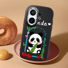 HONTINGA Vivo X200 Fe ile Uyumlu Kılıf Kamera Korumalı Düşüme Önleyici Kamera Koruyucu Siyah Yumuşak Silikon Couple Telefon Kılıfı Panda Desenli K4-0454