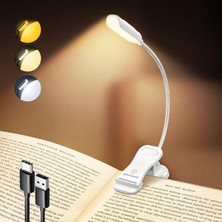 Glocusent Söğüt Yatakta Kitaplar Için Okuma Işıkları, 10LED Parlak Kitap Işığı, 3 Renk ve 3 Parlaklık, Şarj Edilebilir Kitap Işığı 80 Saat Sürer, Okuma Işığında Hafif Klips (Beyaz)