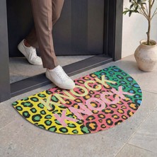 Cool Halı Passy Leopar Desenli Bohem Kapı Önü Paspası Dekoratif Yarım Ay Giriş Balkon Teras Paspası