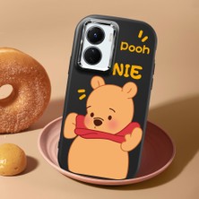 HONTINGA Vivo Y02S ile Uyumlu Kılıf Kamera Korumalı Düşüme Önleyici Kamera Koruyucu Siyah Yumuşak Silikon Couple Telefon Kılıfı Ayıcık Desenli K4-0450