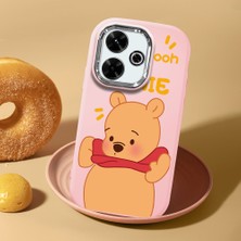 HONTINGA Xiaomi Redmi 13X ile Uyumlu Kılıf Kamera Korumalı Düşüme Önleyici Kamera Koruyucu Pembe Yumuşak Silikon Couple Telefon Kılıfı Ayıcık Desenli K4-0450
