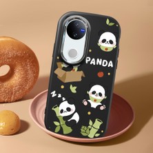 HONTINGA Vivo V50 ile Uyumlu Kılıf Kamera Korumalı Düşüme Önleyici Kamera Koruyucu Siyah Yumuşak Silikon Couple Telefon Kılıfı Panda Desenli K4-0449