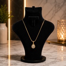Shopping Palace Premium 316L Zirkon Luna Damla Gold Gümüş Taşlı Kolye