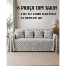 Elit Collection 6 Parça Koltuk Örtüsü ve Kırlent Kılıfı Seti – 2'li 170X210 Kaymaz Koltuk Örtüsü + 4'lü 45X45 Kırlent Kılıfı Tam Takım