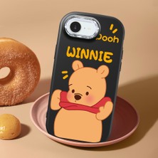 HONTINGA iPhone 16E ile Uyumlu Kılıf Kamera Korumalı Düşüme Önleyici Kamera Koruyucu Siyah Yumuşak Silikon Couple Telefon Kılıfı Ayıcık Desenli K4-0450