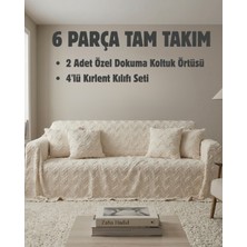 Elit Collection 6 Parça Koltuk Örtüsü ve Kırlent Kılıfı Seti – 2'li 170X210 Kaymaz Koltuk Örtüsü + 4'lü 45X45 Kırlent Kılıfı Tam Takım