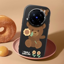 HONTINGA Vivo X200 Pro ile Uyumlu Kılıf Kamera Korumalı Düşüme Önleyici Kamera Koruyucu Siyah Yumuşak Silikon Couple Telefon Kılıfı Ayıcık Desenli K4-0451