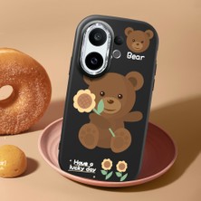 HONTINGA Vivo X200 Fe ile Uyumlu Kılıf Kamera Korumalı Düşüme Önleyici Kamera Koruyucu Siyah Yumuşak Silikon Couple Telefon Kılıfı Ayıcık Desenli K4-0451