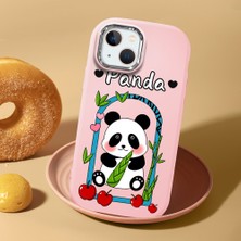 HONTINGA iPhone 15 Plus ile Uyumlu Kılıf Kamera Korumalı Düşüme Önleyici Kamera Koruyucu Pembe Yumuşak Silikon Couple Telefon Kılıfı Panda Desenli K4-0454