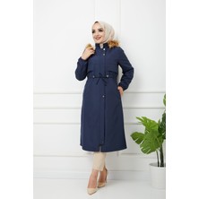 Vibeys Collection Lacivert Içi Kürkü ve Su Geçirmez Bayan Kışlık Mont&kaban
