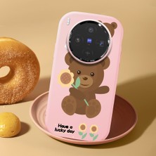 HONTINGA Vivo X300 ile Uyumlu Kılıf Kamera Korumalı Düşüme Önleyici Kamera Koruyucu Pembe Yumuşak Silikon Couple Telefon Kılıfı Ayıcık Desenli K4-0451