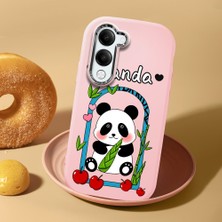 HONTINGA Vivo Y04 ile Uyumlu Kılıf Kamera Korumalı Düşüme Önleyici Kamera Koruyucu Pembe Yumuşak Silikon Couple Telefon Kılıfı Panda Desenli K4-0454