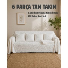 Elit Collection 6 Parça Koltuk Örtüsü ve Kırlent Kılıfı Seti – 2'li 170X210 Kaymaz Koltuk Örtüsü + 4'lü 45X45 Kırlent Kılıfı Tam Takım