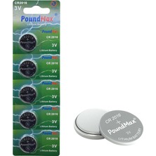 PoundMax Lityum CR2016 Düğme Hücreli Pil, 3 V | 1 x Blister 5 Adet