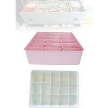 Kapaksız Dolap Içi 15 Bölmeli Çekmece Düzenleyici Plastik Hobi Kutusu Takı Makyaj Saklama Kabı Organizer (Beyaz)