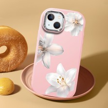HONTINGA iPhone 15 Plus ile Uyumlu Kılıf Kamera Korumalı Düşüme Önleyici Kamera Koruyucu Pembe Yumuşak Silikon Couple Telefon Kılıfı Çiçekli Desenli K4-0453