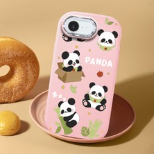 HONTINGA iPhone 17E ile Uyumlu Kılıf Kamera Korumalı Düşüme Önleyici Kamera Koruyucu Pembe Yumuşak Silikon Couple Telefon Kılıfı Panda Desenli K4-0449