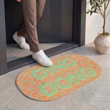 Cool Halı Passy Ding Dong Yazılı Kapı Önü Paspası Bohem Desenli Dekoratif Dış Kapı Önü Giriş Paspası