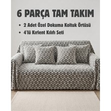 Elit Collection 6 Parça Koltuk Örtüsü ve Kırlent Kılıfı Seti – 2'li 170X210 Kaymaz Koltuk Örtüsü + 4'lü 45X45 Kırlent Kılıfı Tam Takım