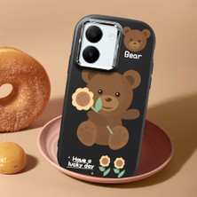 HONTINGA Vivo Y27 ile Uyumlu Kılıf Kamera Korumalı Düşüme Önleyici Kamera Koruyucu Siyah Yumuşak Silikon Couple Telefon Kılıfı Ayıcık Desenli K4-0451