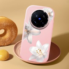 HONTINGA Vivo X200 Pro ile Uyumlu Kılıf Kamera Korumalı Düşüme Önleyici Kamera Koruyucu Pembe Yumuşak Silikon Couple Telefon Kılıfı Çiçekli Desenli K4-0453