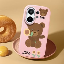 HONTINGA Vivo X200 Fe ile Uyumlu Kılıf Kamera Korumalı Düşüme Önleyici Kamera Koruyucu Pembe Yumuşak Silikon Couple Telefon Kılıfı Ayıcık Desenli K4-0451