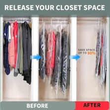 Aee® 3'lü Askılı Vakumlu Hurç Elbise Torbası Kılıfı 145X70 105X70 90X60 Vakumlu Gamboç Kıyafet Koruma ve Saklama Çantası Dolap Düzenleyici Organizer