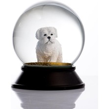 Cam ve Reçine Altın Patiler Köpek Maltese Terrier Kar Küresi Hediye