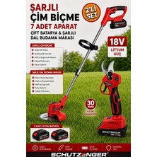 SCHUTZENGER RN783 Şarjlı Ot Çim Biçme Makinesi Tırpan Çift Akülü Şarjlı Dal Budama Makası Kırmızı Prox