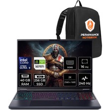 Acer Predator Helios Neo 16 Aı Ultra 9 275HX Rtx 5070TI 12GB 140W 40GB Ram 256GB SSD 16" Wqxga 240Hz Freedos NHQX4EY003P325 Gaming Laptop + Per4 Çanta