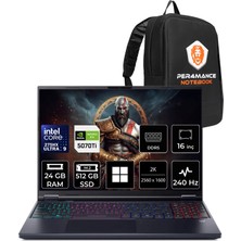 Acer Predator Helios Neo 16 Aı Ultra 9 275HX Rtx 5070TI 12GB 140W 24GB Ram 512GB SSD 16" Wqxga 240Hz WIN11 Pro NHQX4EY003P314 Gaming Laptop + Per4 Çanta