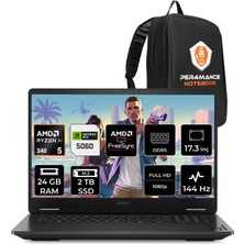 Hp Omen 17 Amd Ryzen Aı 5 340 Rtx 5060 8gb 24GB Ram 2tb SSD 17.3" Fhd 144Hz Freedos C2EZ7EAP316 Gaming Laptop + Per4 Çanta