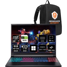 Acer Nitro V 16S Amd Ryzen 7 350 Rtx 5070 8gb 85W 40GB Ram 2tb SSD 16" Wqxga 180Hz WIN11 Home NHQXNEY003P328 Gaming Laptop + Per4 Çanta
