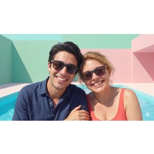 Barcur Ahşap Saplı Retro Tasarım Kahverengi Camlı Güneş Gözlüğü - Unisex Mat Siyah Çerçeve