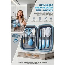 Akıllı Bayi Mavi 9 Parça Bebek Bakım Seti, Yenidoğan Hediye Sağlık Kiti (Tırnak Makası Ateş Ölçer) 723
