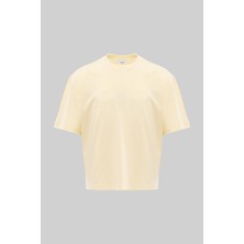 Machinist Erkek Basic Pamuklu Crop Oversize Tişört Açık Sarı