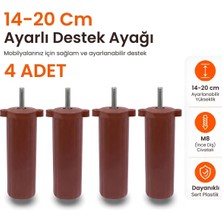 Badem10 4 ADET Ayarlanabilir Mobilya Kanepe Baza Koltuk Destek Yükseltme Ayağı M8 Civatalı Kahve Ayak 14 Cm