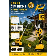 SCHUTZENGER RN951 Dal Budama Bağ Makası 30MM Çift Akülü Çim Ot Biçme 7 Aparat Sarı Bahçe Seti