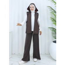 Kapüşonlu Yelek Basic Sweat ve Rahat Pantolon Üçlü Takım