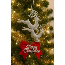 Yılbaşı Ağacı Süsü Yılbaşı Geyiği Noel Süsü Geyiği Gümüş 2 Adet