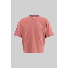 Machinist Erkek Basic Pamuklu Crop Oversize Tişört Mercan