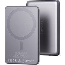 Lenyes PW0015D Ultra Ince LED Göstergeli Wireless Powerbank 15W 5000MAH Gri