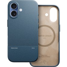 iPhone 17 Uyumlu Kılıf M-Safe Özellikli Deri Dokulu Native Union Re Classic Serisi Kapak Lacivert