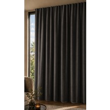 Devrim Olivya Tekstil Premium Antrasit Blackout Fon Perde Isı ve Ses Yalıtımlı Tek Parça