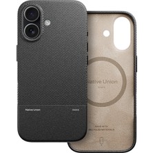 iPhone 17 Uyumlu Kılıf M-Safe Şarj Özellikli Deri Dokulu Native Union Re Classic Serisi Kapak Siyah