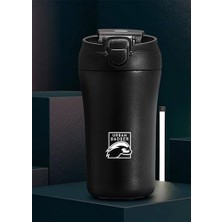Elivora Store Pipetli Kapaklı Siyah Çelik Termos 380 Ml, Dayanıklı Kamp Ekipmanları, Kamp Aksesuarları, Açık Hava Sporları, Doğa Sporları, Yürüyüş, Kamp Mutfağı, Kamp Malzemeleri