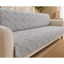 SYCAMORE HOME Premium Şönil Koltuk Örtüsü 175X215 cm Kesik Çizgi Desenli Kaymaz Yıkanabilir Jakarlı Çekyat Kanepe Örtüsü Lüks Salon Örtüsü