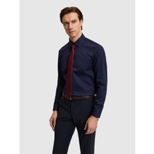 Cacharel Erkek Lacivert Slim Fit %100 Pamuk Non Iron Kolay Ütülenebilir Klasik Gömlek 50314613-VR033